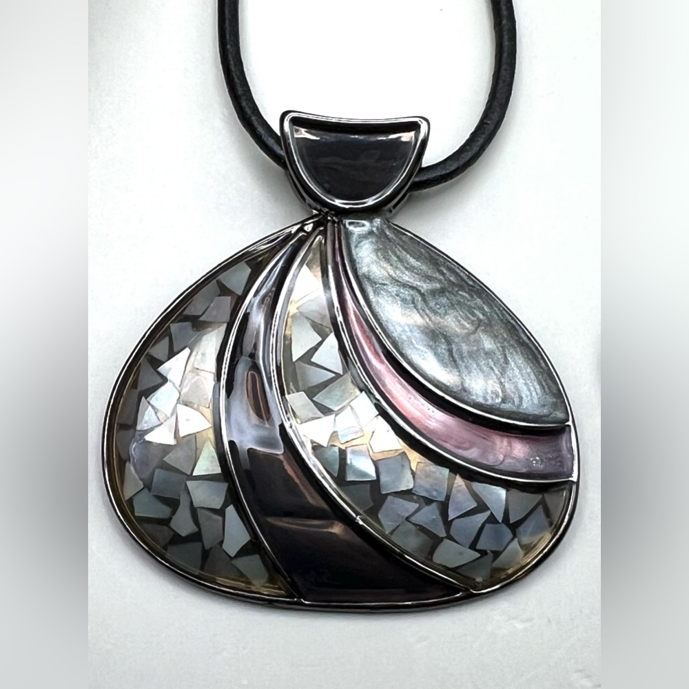 Lia Sophia Silver and Black Mosaic Necklace